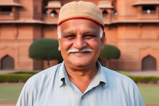 Portrait of an old Hindu man. Neural network AI generated photo