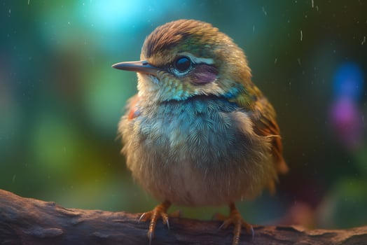 Fantasy cute rainbow bird suitable for children book. Neural network AI generated photo
