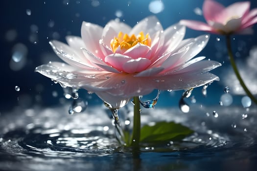 Beautiful water lily flower with water drops. Ai Generated photo
