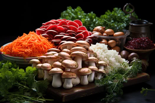 assortment various kinds of mushrooms AI Generated photo