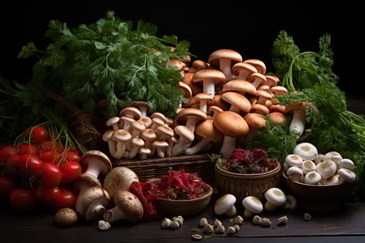 assortment various kinds of mushrooms AI Generated photo