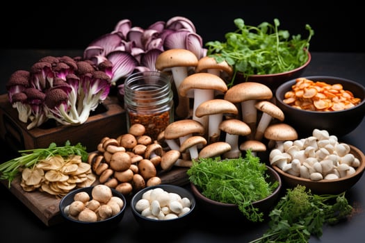 assortment various kinds of mushrooms AI Generated photo
