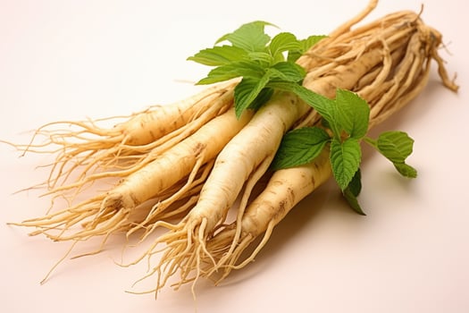 photos of ginseng in indoor photo studio AI Generated