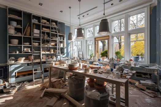 kitchen renovation process repair construction AI Generated photo