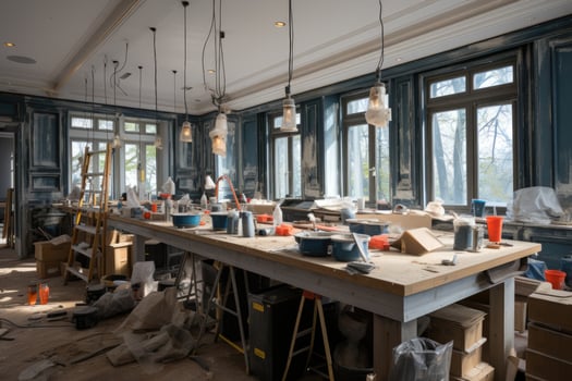 kitchen renovation process repair construction AI Generated photo