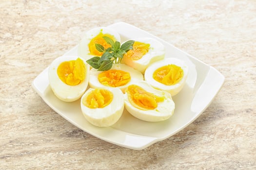 Boiled chicken egg for breakfast photo