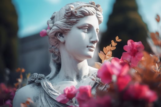 Ancient woman statue looking away. Generate ai photo