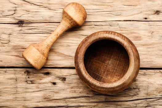 Wooden mortar and pestle photo