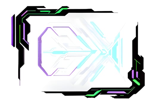 Futuristic border frame with neon lighting white background ai generative photo