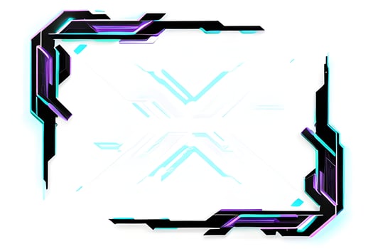 Futuristic border frame with neon lighting white background ai generative photo