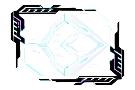 Futuristic border frame with neon lighting white background ai generative photo