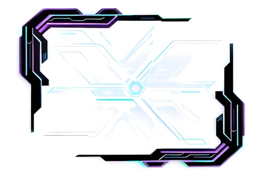 Futuristic border frame with neon lighting white background ai generative photo