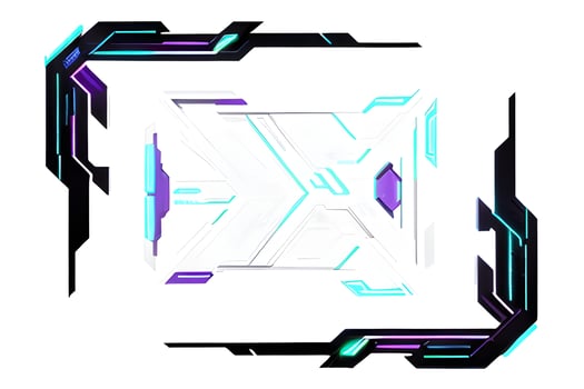 Futuristic border frame with neon lighting white background ai generative photo