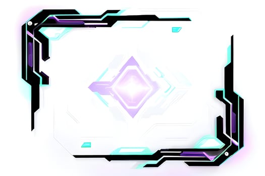 Futuristic border frame with neon lighting white background ai generative photo