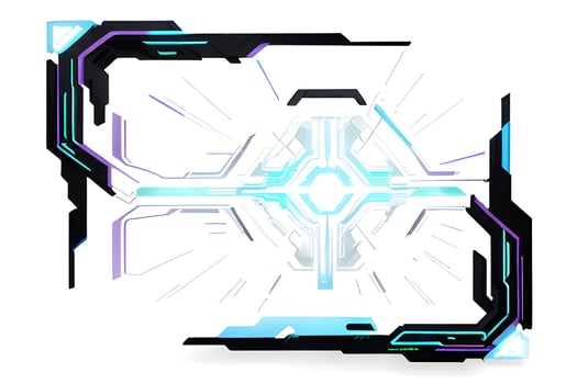 Futuristic border frame with neon lighting white background ai generative photo