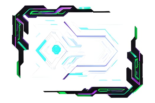 Futuristic border frame with neon lighting white background ai generative photo