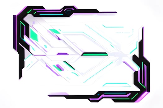 Futuristic border frame with neon lighting white background ai generative photo