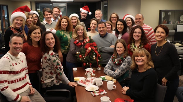 ai generative Business people in christmas office social gathering, meeting, party photo