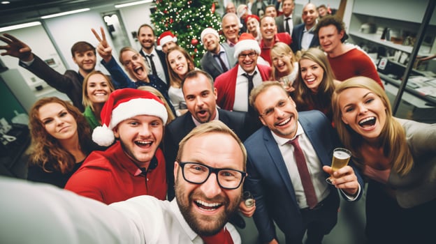 ai generative Business people in christmas office social gathering, meeting, party photo
