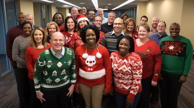 ai generative Business people in christmas office social gathering, meeting, party photo
