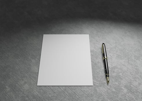 Flyer and Letterhead Mockup with Concrete Background photo