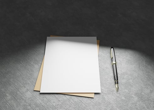Flyer and Letterhead Mockup with Concrete Background photo