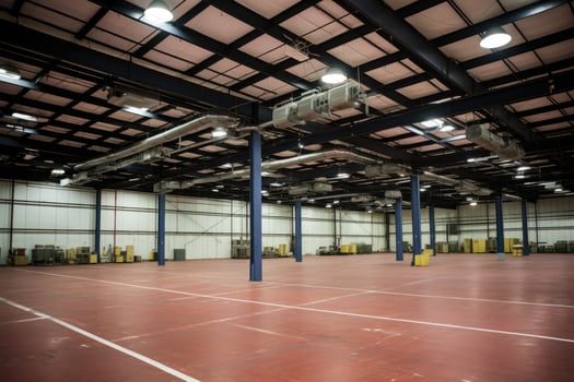 inside the factory is an empty warehouse area AI Generated photo