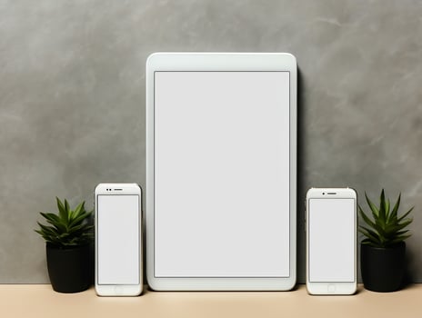 Digital devices screen mockup with isolated background AI Generative photo