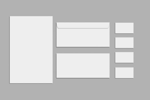 Blank stationery and corporate identity set on grey background. Branding Mock-Up. photo