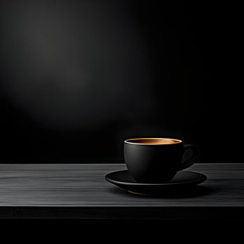 Side view of a black cup of coffee on a dark background minimalism. High-resolution. AI Generative photo