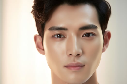 Portrait of handsome young asian man with clean skin, studio shot AI generated photo