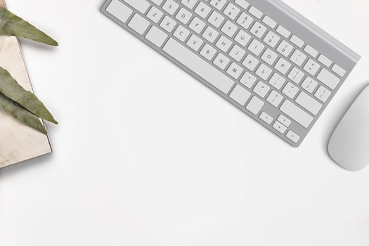 Top view of laptop keyboard, isolated on white background. photo