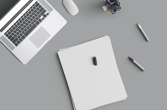 Concept of business still life with office objects on gray surface photo
