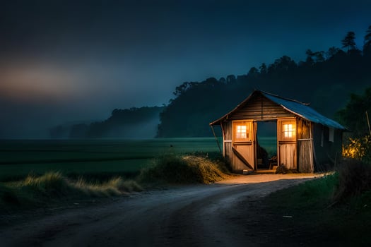 the road to the cottage. AI-Generated photo