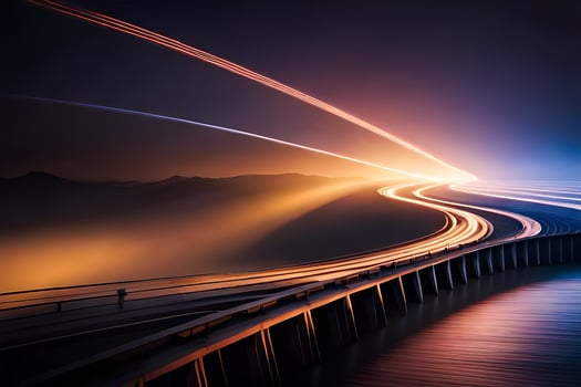 a long exposure photograph of a bridge at night. AI-Generated photo