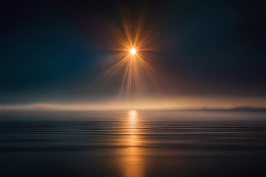 sun shining over the water. AI-Generated photo