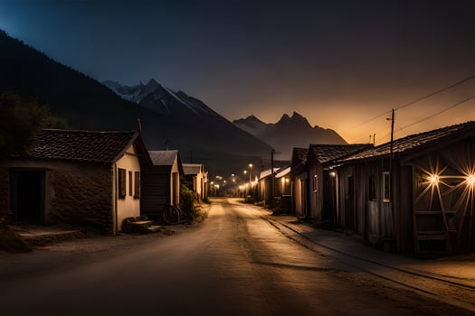 a street in the mountains at night. AI-Generated photo