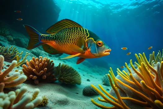 photo wallpaper fish, coral, the ocean, the sea, the sea, the sea, the. AI-Generated