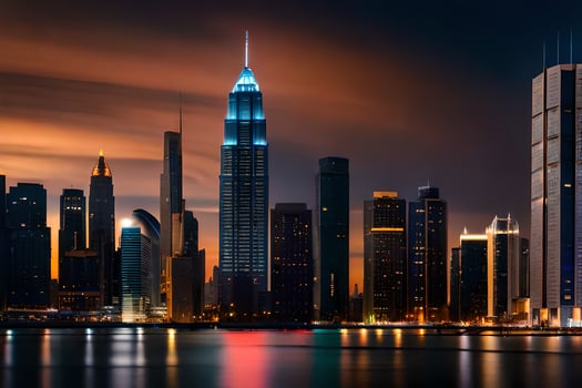 the city skyline at night in dubai. AI-Generated photo