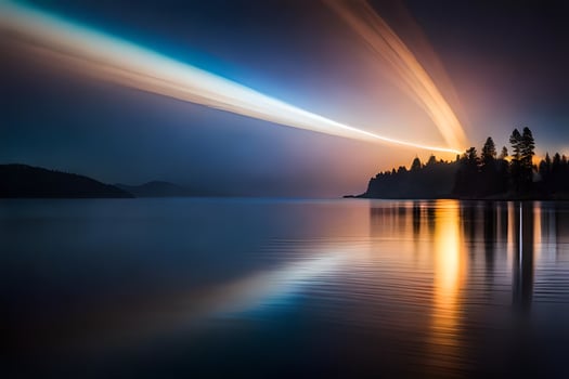 a long exposure photograph of a bright light in the sky. AI-Generated photo