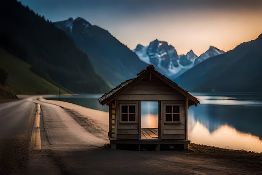 the house of the lake. AI-Generated photo