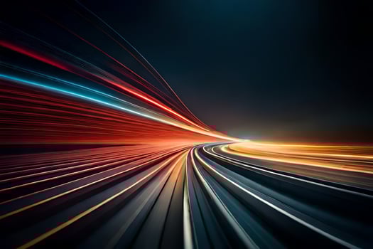 a long exposure photograph of a highway at night. AI-Generated photo