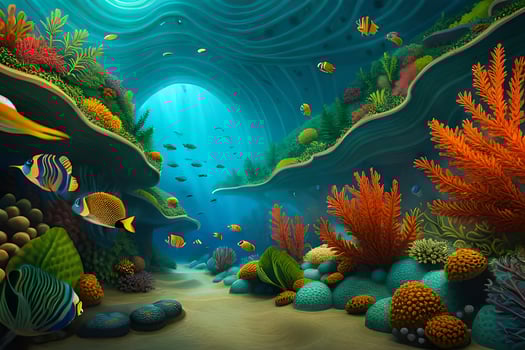 underwater scene with coral and fish. AI-Generated photo