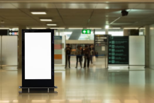 Blank advertising billboard at airport,mockup poster media template ads display photo