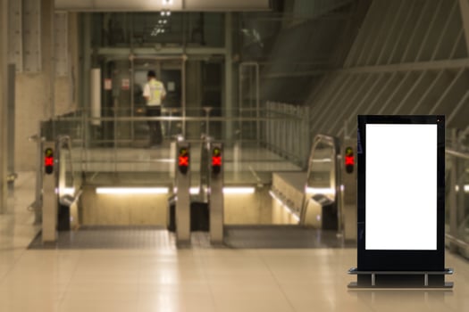 Blank advertising billboard at airport,mockup poster media template ads display photo