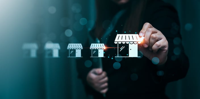 Franchise business concept, franchise network business marketing plan for branch growth and expansion. Successful franchise businesses excel in both the franchising model and marketing strategies. photo