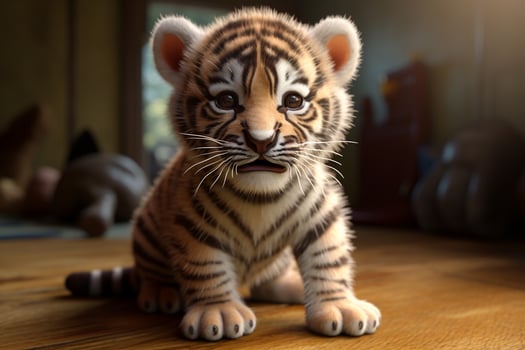AI generated 3D Cute Adorable Baby Tiger. photo
