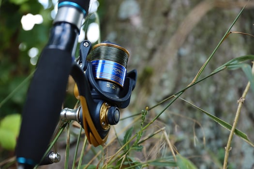 KYIV, UKRAINE - 4 MAY, 2023 Favorite Sapphire Fishing equipment close up. Favorite is international fishing goods manufacturer and dealer photo