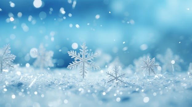A mesmerizing scene of snowflakes drifting in the wind. Generative AI photo