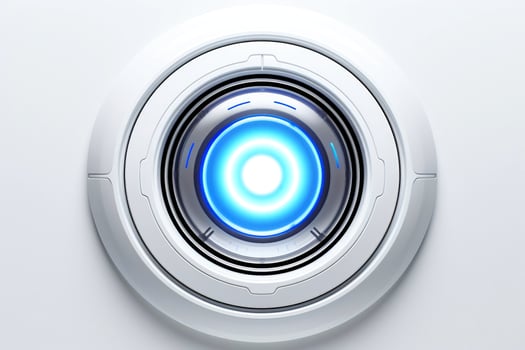 Abstract high tech multicolor button on white background, Generative AI photo